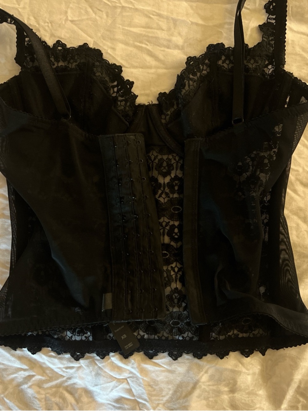 bebe Black Sequin Lace Camisole Bustier - Picture 2 of 3